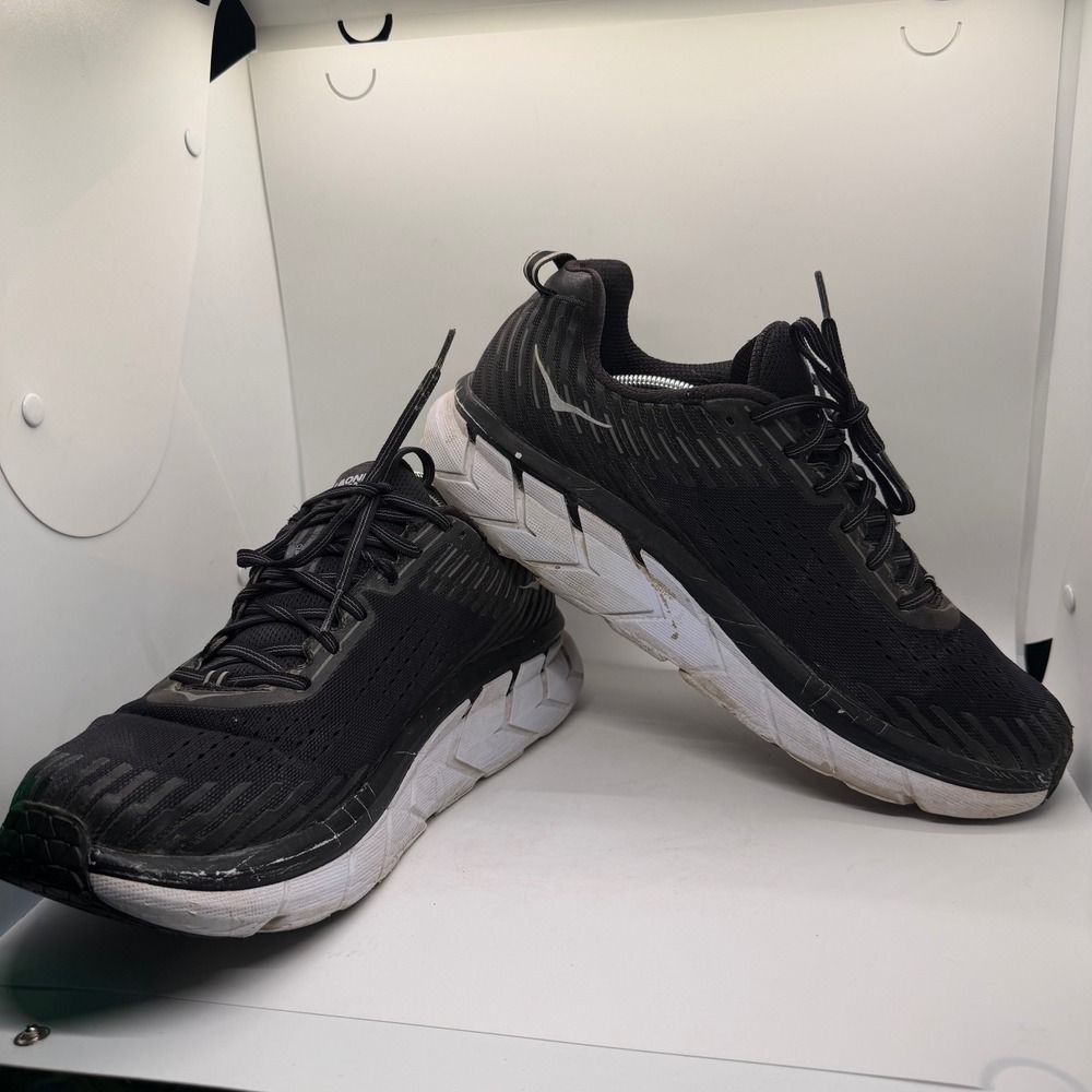 Hoka One One Clifton 5 Mens Running Shoes Black White 1093755 BWHT Size 13